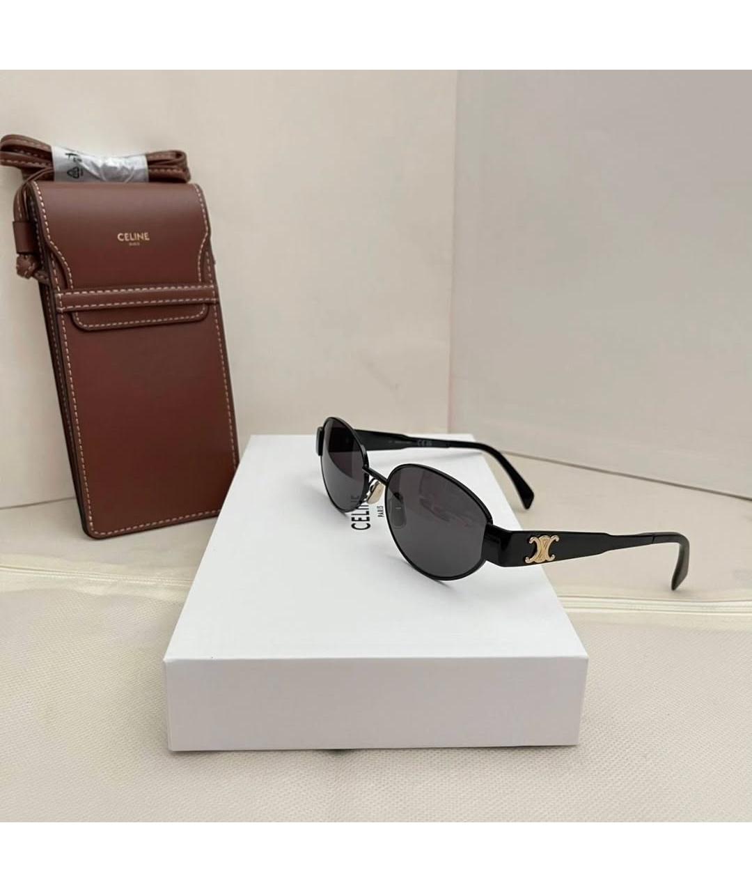 CELINE Черные металлические солнцезащитные очки, фото 2