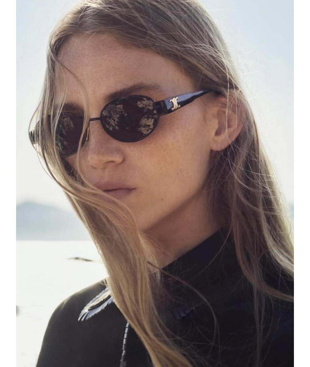 CELINE Черные металлические солнцезащитные очки, фото 4