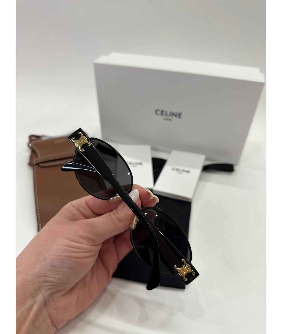 CELINE Черные металлические солнцезащитные очки, фото 7