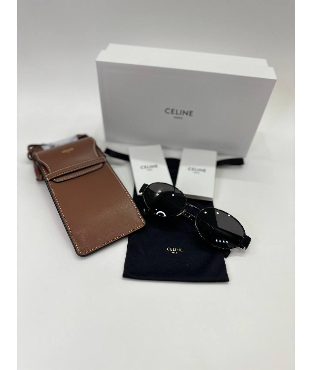 CELINE Черные металлические солнцезащитные очки, фото 5