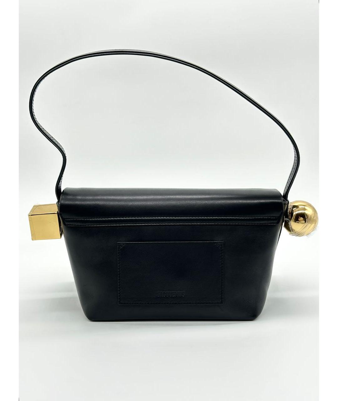 JACQUEMUS Черная кожаная сумка с короткими ручками, фото 3