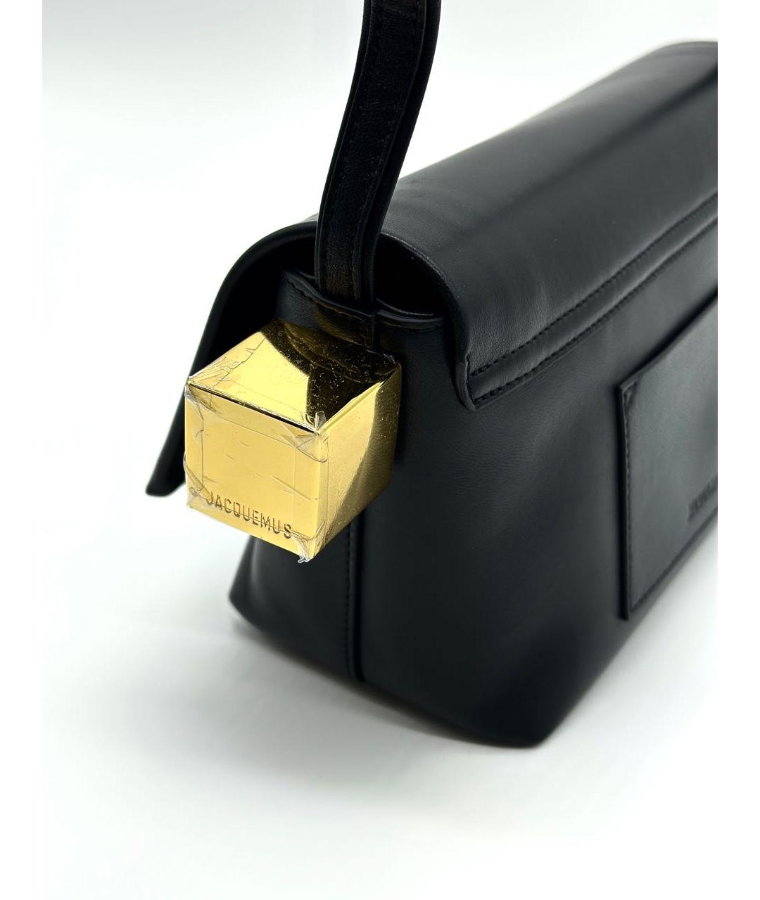 JACQUEMUS Черная кожаная сумка с короткими ручками, фото 2
