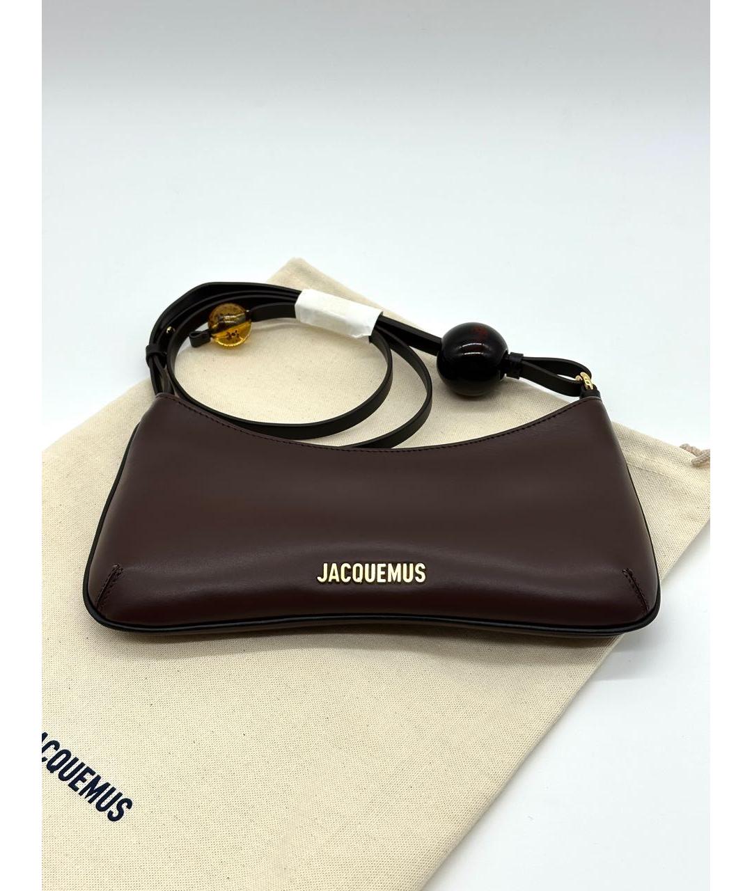 JACQUEMUS Коричневая кожаная сумка с короткими ручками, фото 5