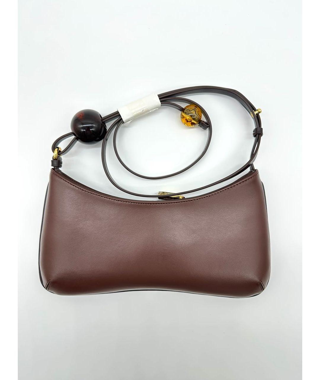 JACQUEMUS Коричневая кожаная сумка с короткими ручками, фото 3