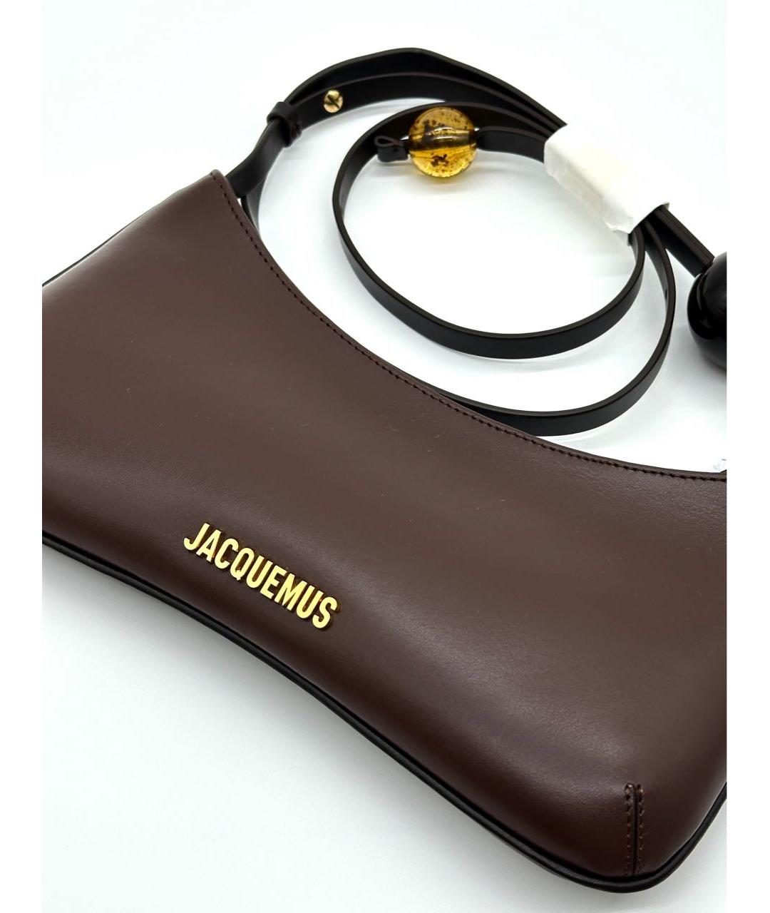 JACQUEMUS Коричневая кожаная сумка с короткими ручками, фото 2