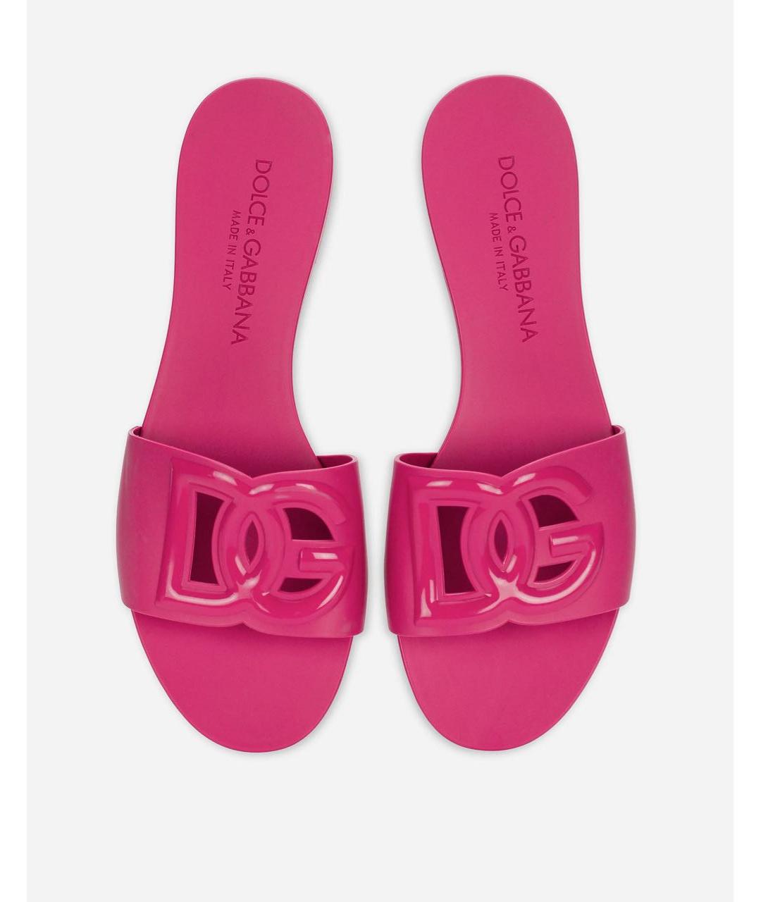 DOLCE&GABBANA Фуксия резиновые шлепанцы, фото 2