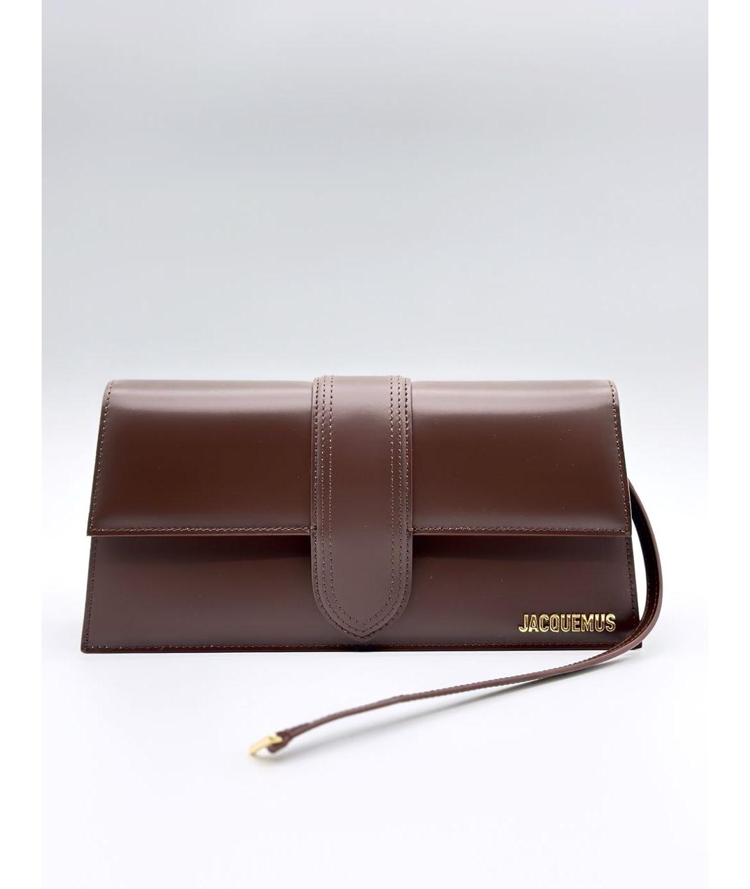 JACQUEMUS Коричневая кожаная сумка с короткими ручками, фото 5