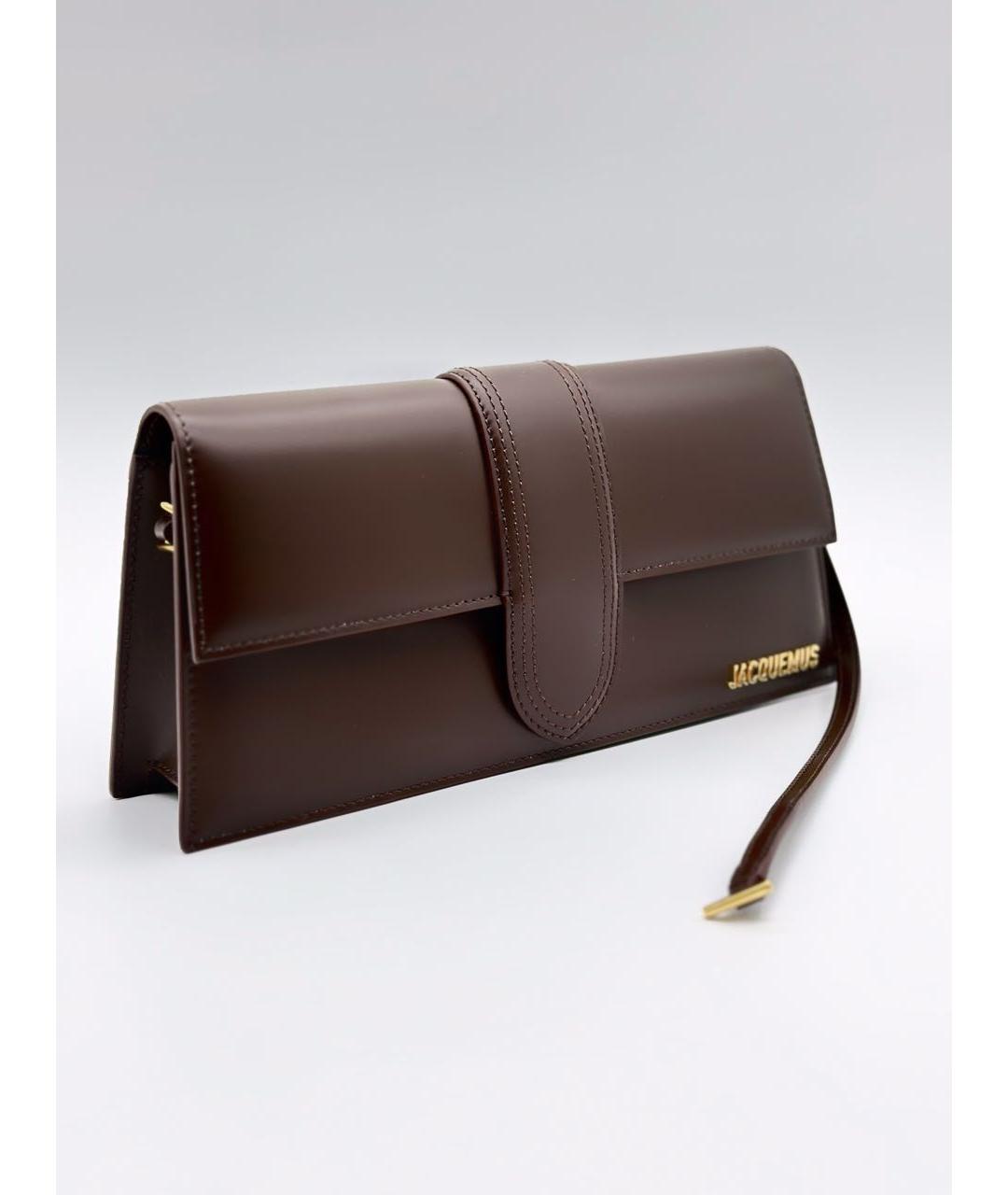 JACQUEMUS Коричневая кожаная сумка с короткими ручками, фото 2