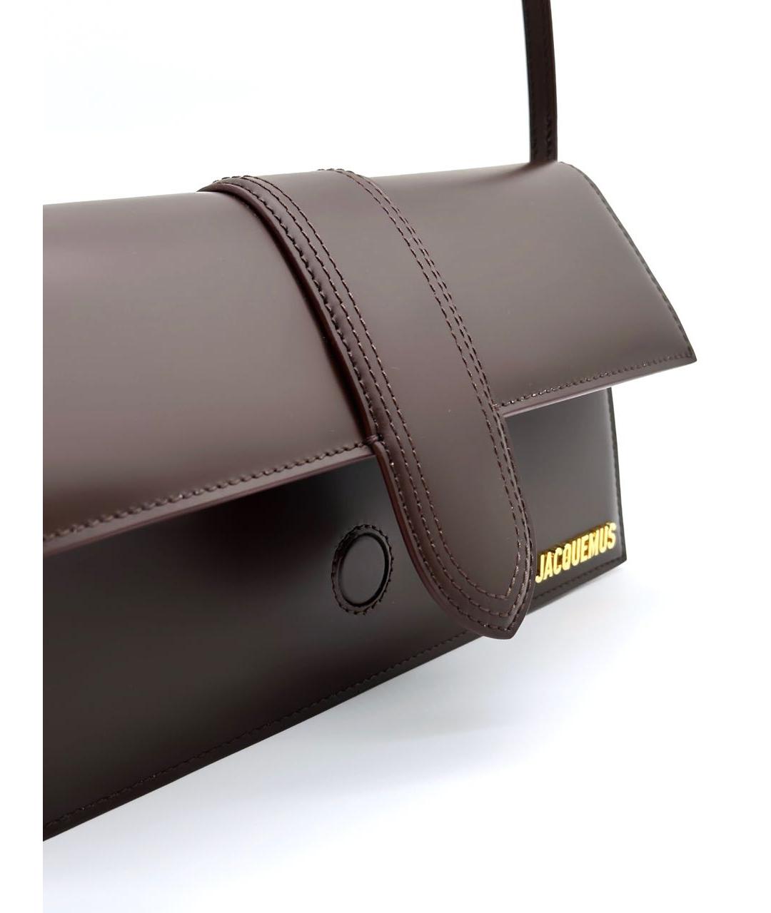JACQUEMUS Коричневая кожаная сумка с короткими ручками, фото 4