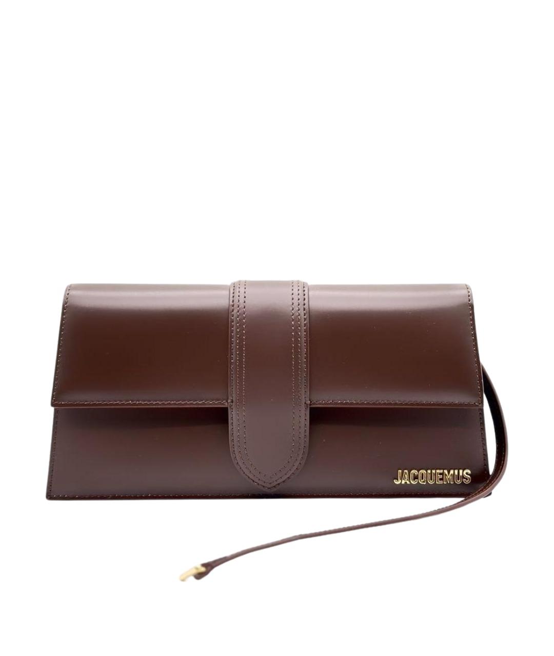 JACQUEMUS Коричневая кожаная сумка с короткими ручками, фото 1