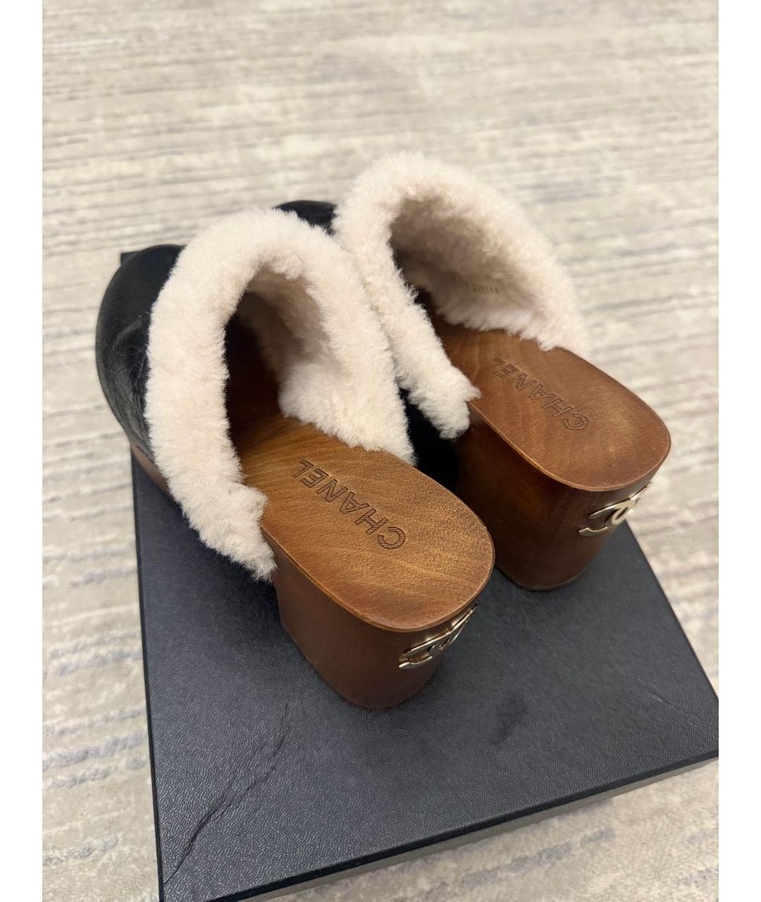 CHANEL Черные кожаные мюли, фото 4