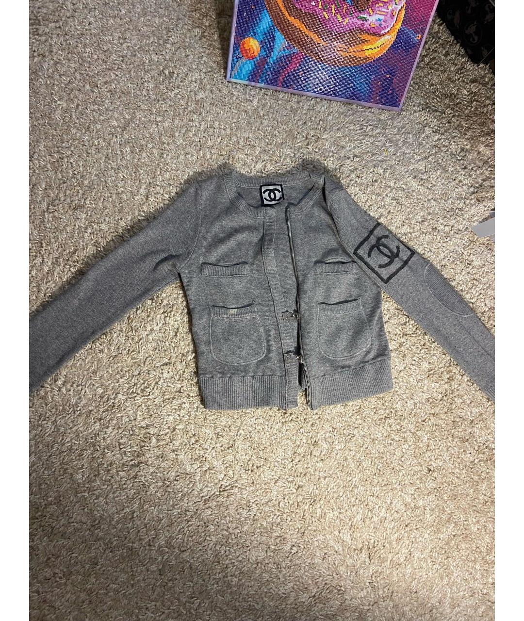 CHANEL Серый шерстяной кардиган, фото 9