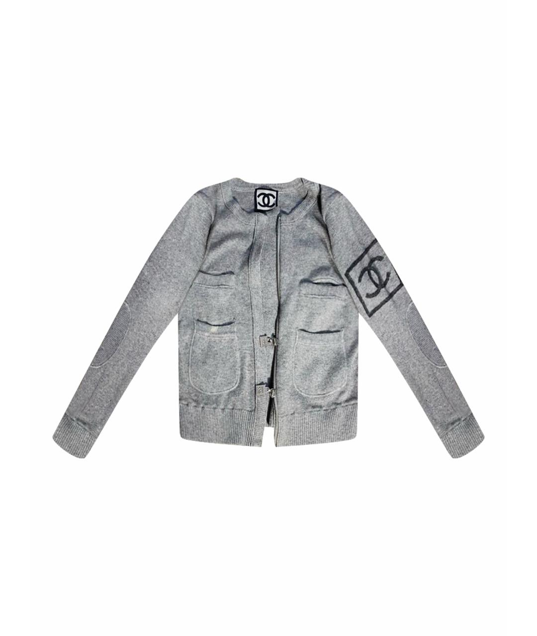 CHANEL Серый шерстяной кардиган, фото 1