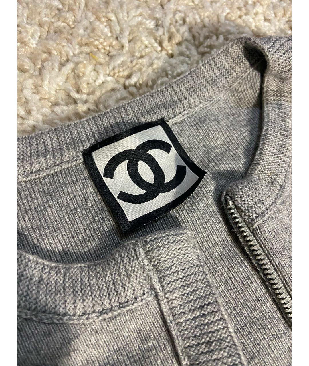 CHANEL Серый шерстяной кардиган, фото 3