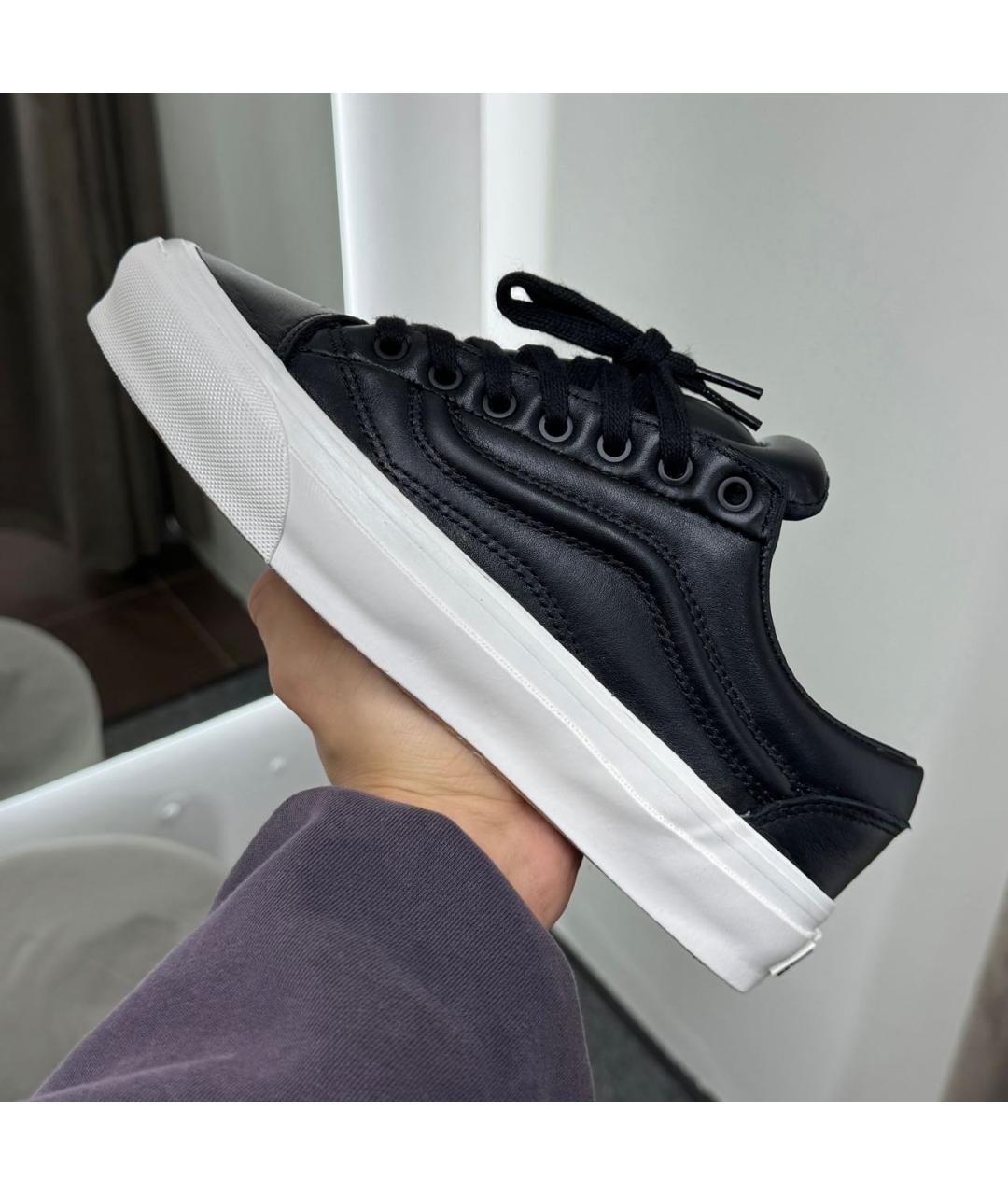 VANS Черные кожаные низкие кроссовки / кеды, фото 2