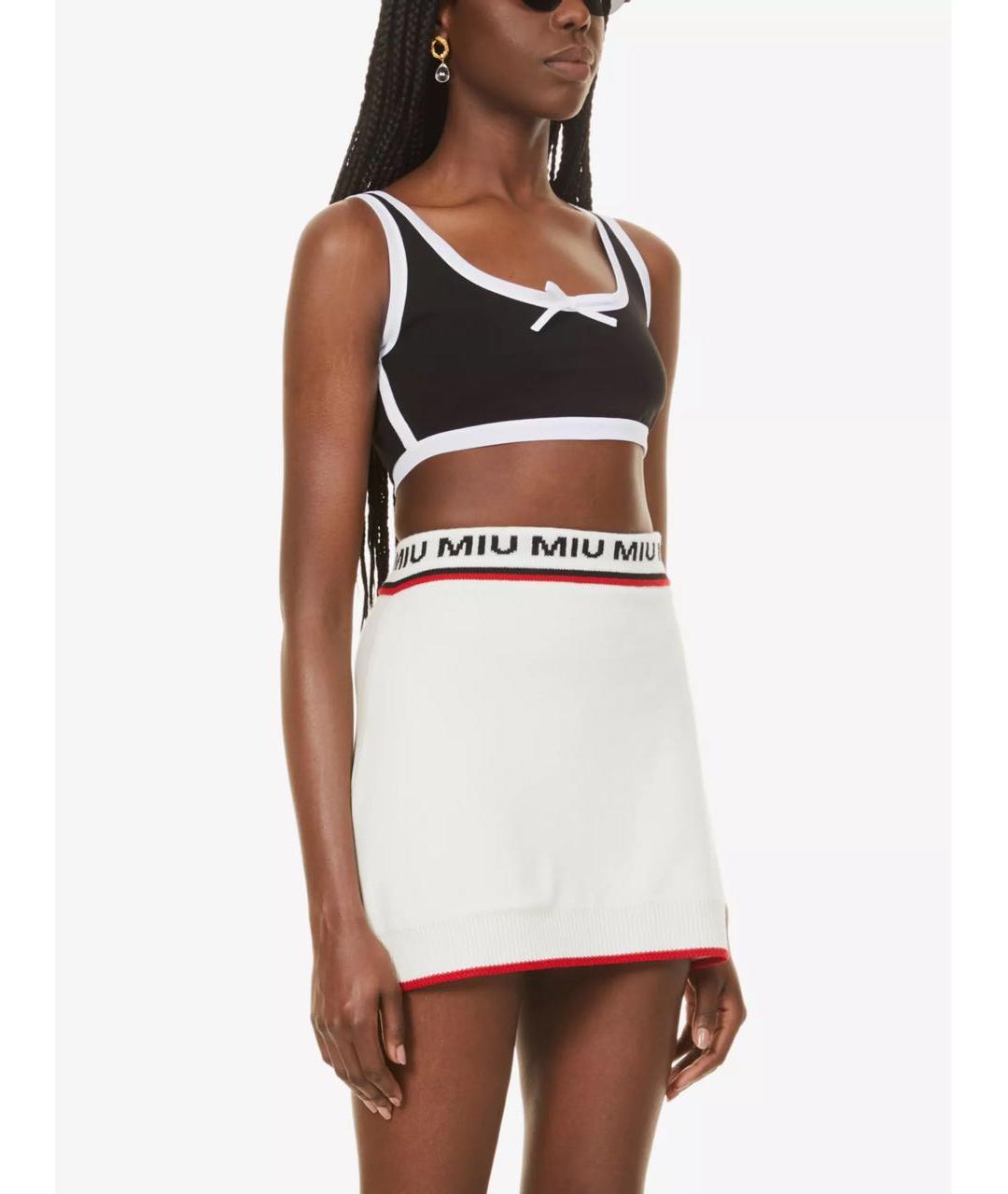 MIU MIU Белая шерстяная юбка мини, фото 2