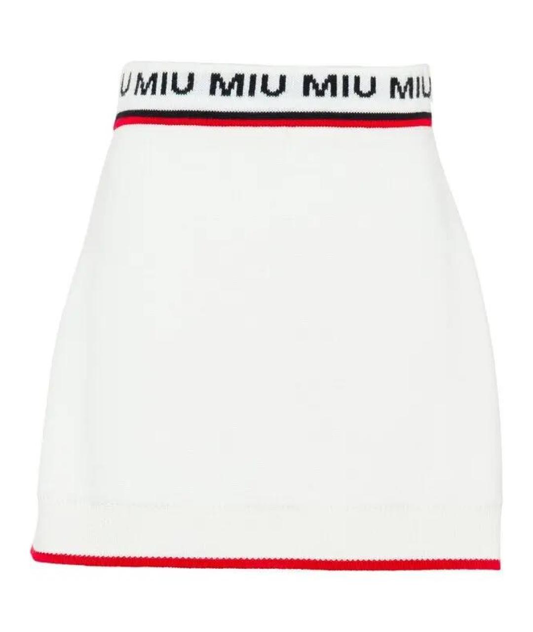 MIU MIU Белая шерстяная юбка мини, фото 6