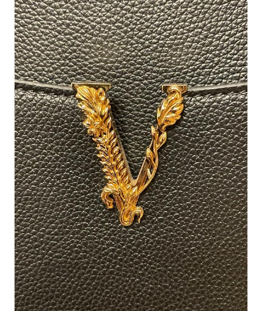 VERSACE Черная кожаная сумка тоут, фото 8