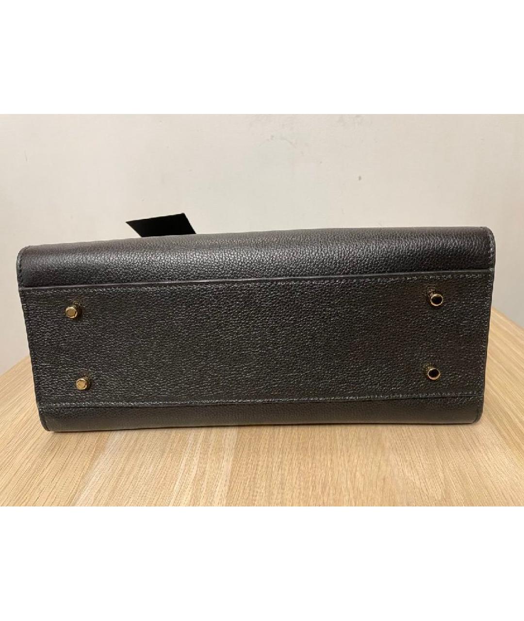 VERSACE Черная кожаная сумка тоут, фото 6