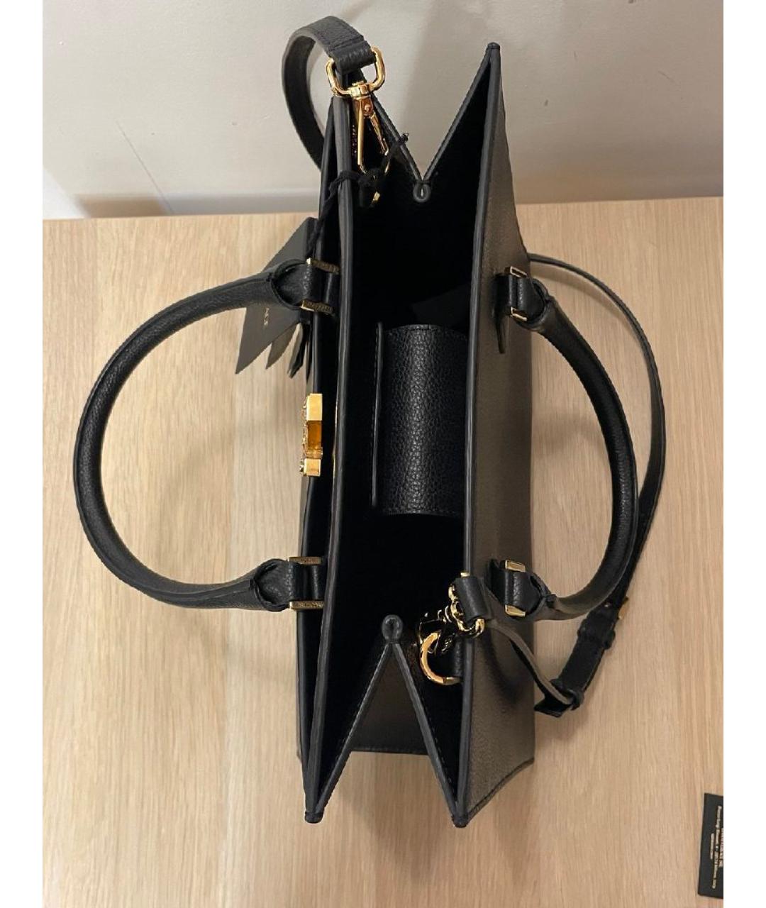 VERSACE Черная кожаная сумка тоут, фото 4