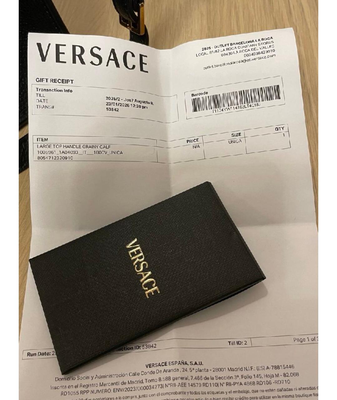 VERSACE Черная кожаная сумка тоут, фото 9