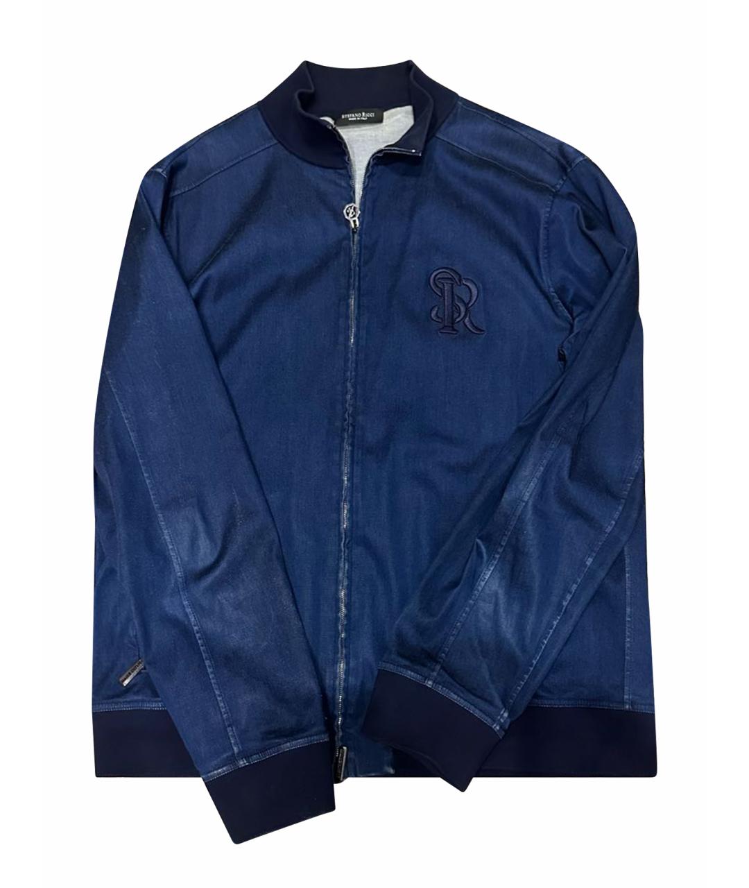 STEFANO RICCI Темно-синяя деним спортивная куртка, фото 1