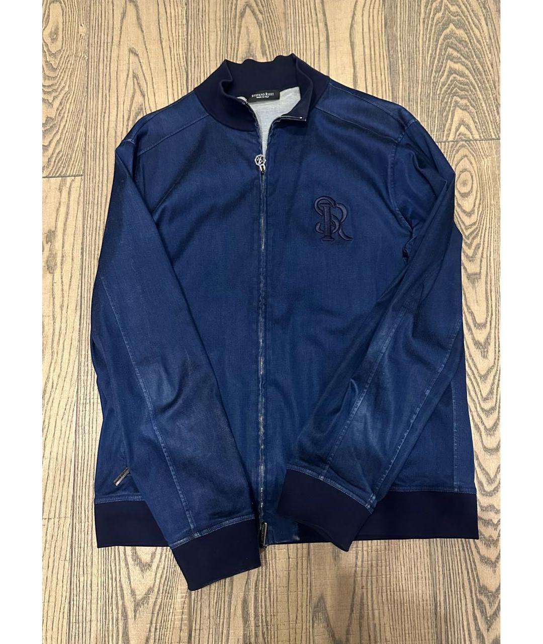 STEFANO RICCI Темно-синяя деним спортивная куртка, фото 3