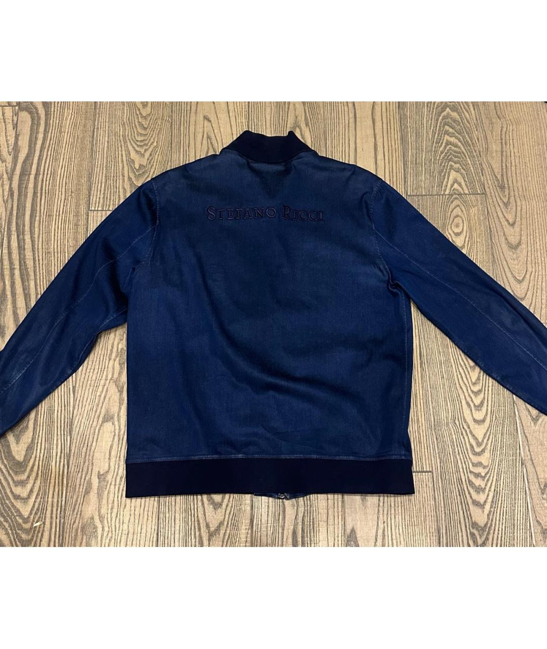 STEFANO RICCI Темно-синяя деним спортивная куртка, фото 2