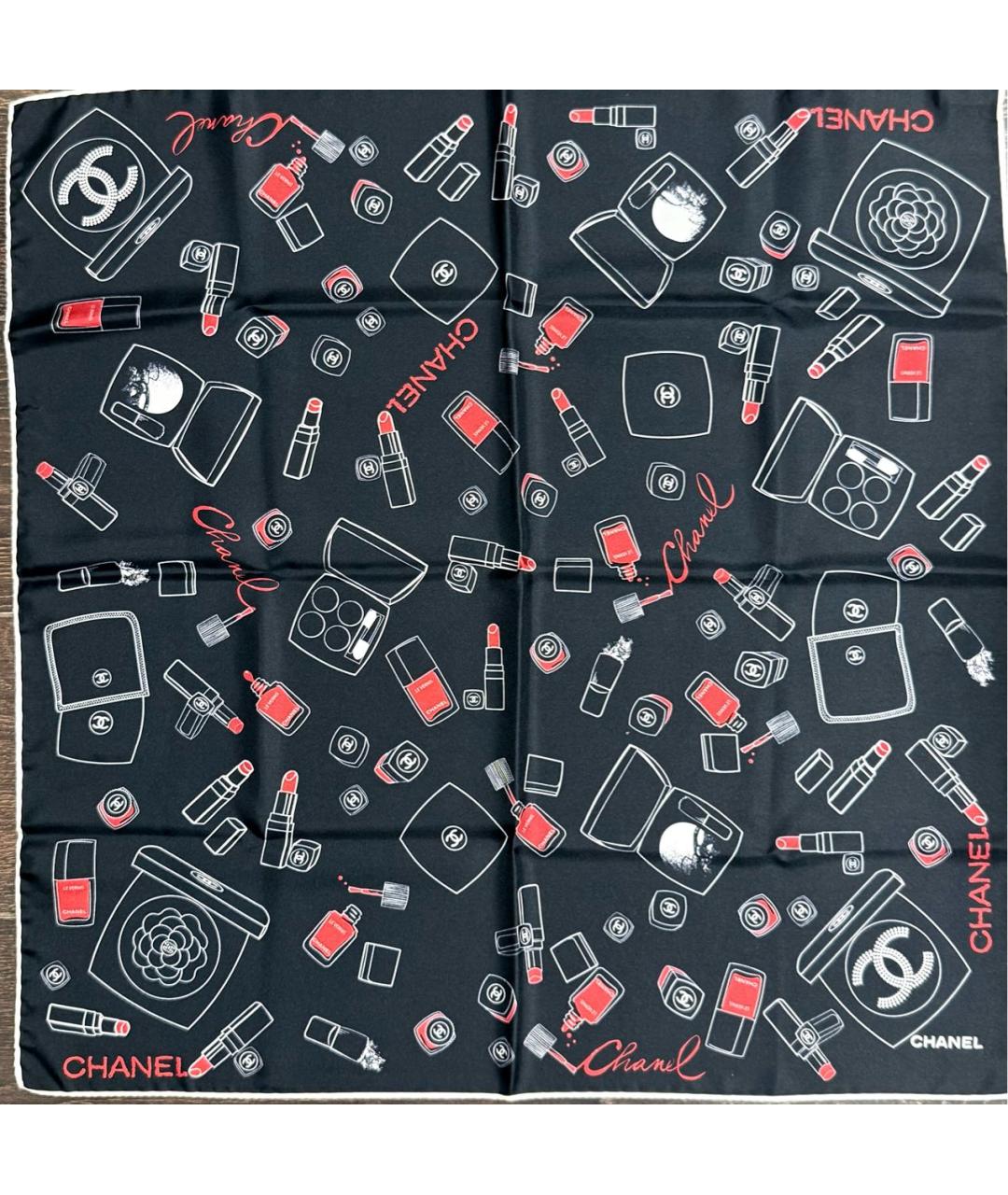 CHANEL Черный шелковый платок, фото 9