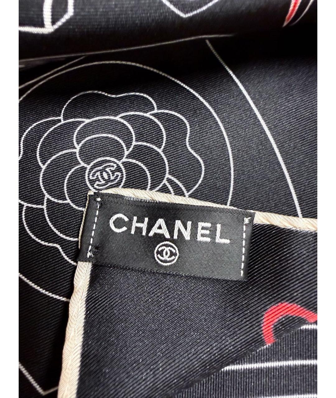 CHANEL Черный шелковый платок, фото 5