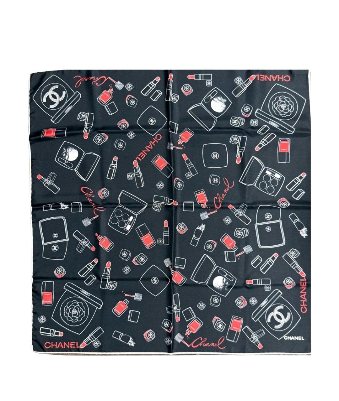 CHANEL Черный шелковый платок, фото 1