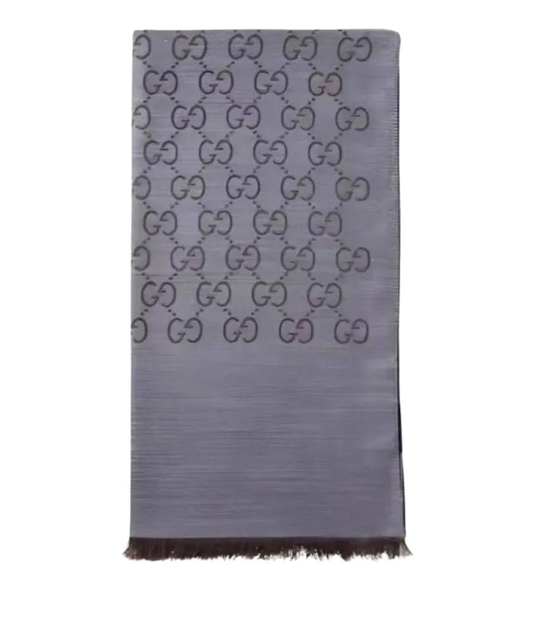 GUCCI Серый шерстяной шарф, фото 1