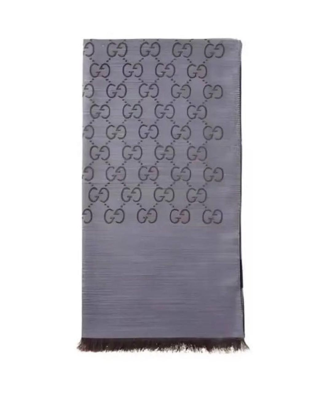GUCCI Серый шерстяной шарф, фото 3