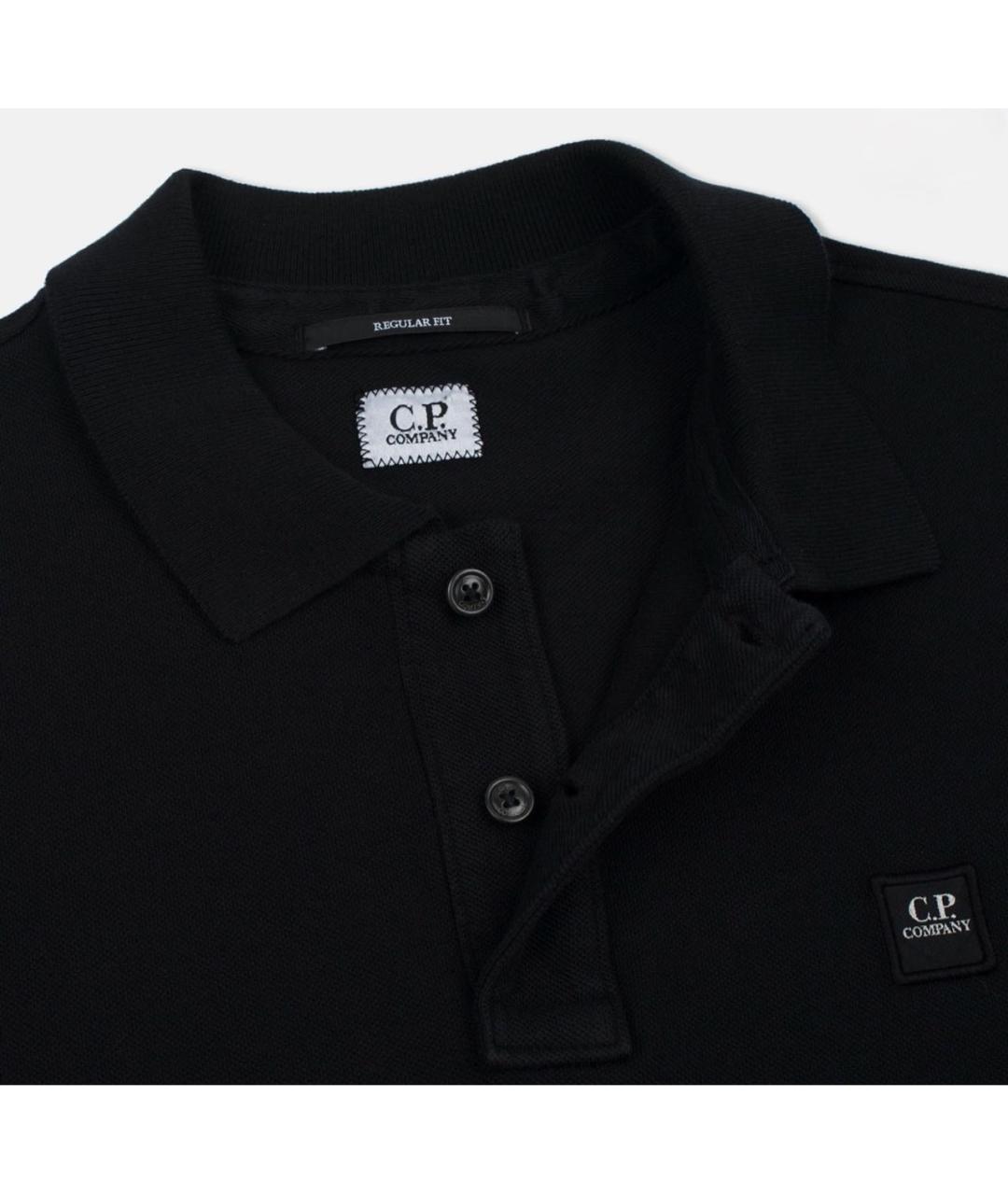 CP COMPANY Черное хлопковое поло с коротким рукавом, фото 4