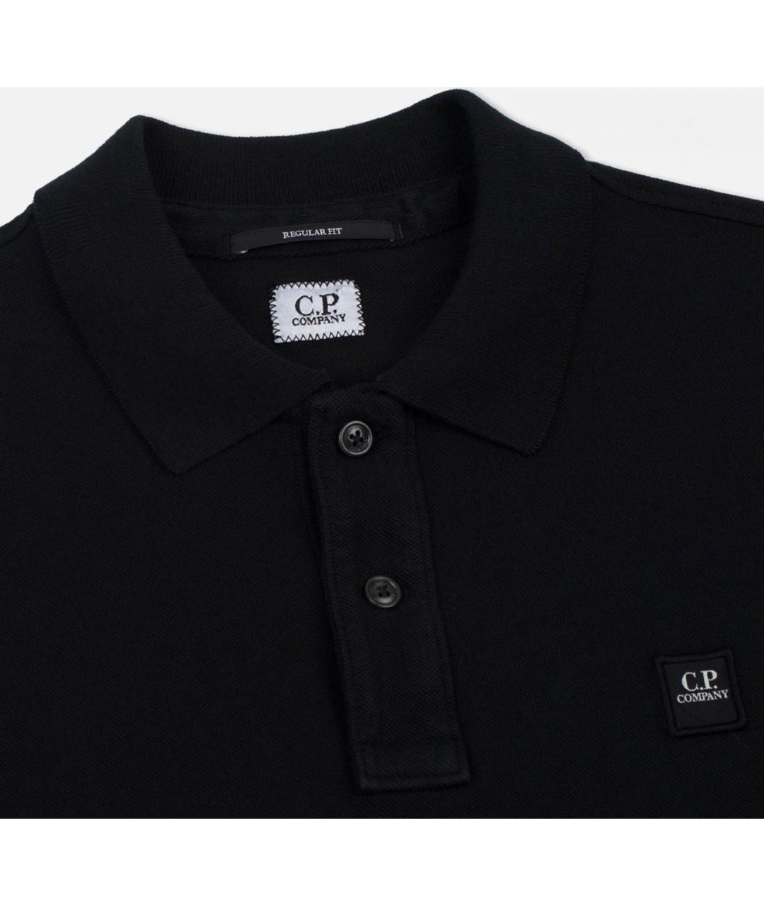 CP COMPANY Черное хлопковое поло с коротким рукавом, фото 2