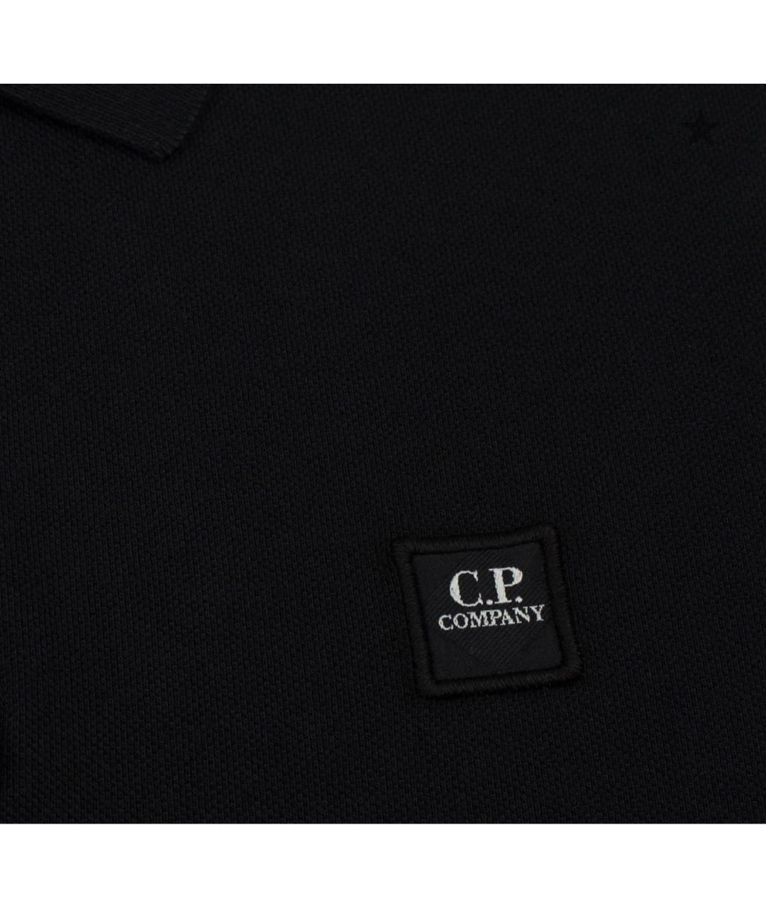 CP COMPANY Черное хлопковое поло с коротким рукавом, фото 3