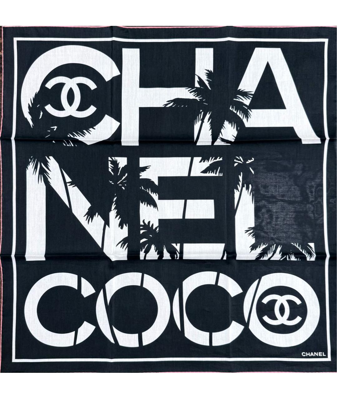 CHANEL Черный хлопковый платок, фото 6
