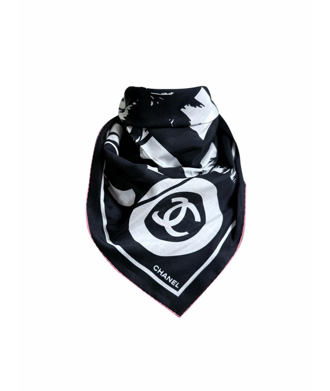 CHANEL Черный хлопковый платок, фото 1
