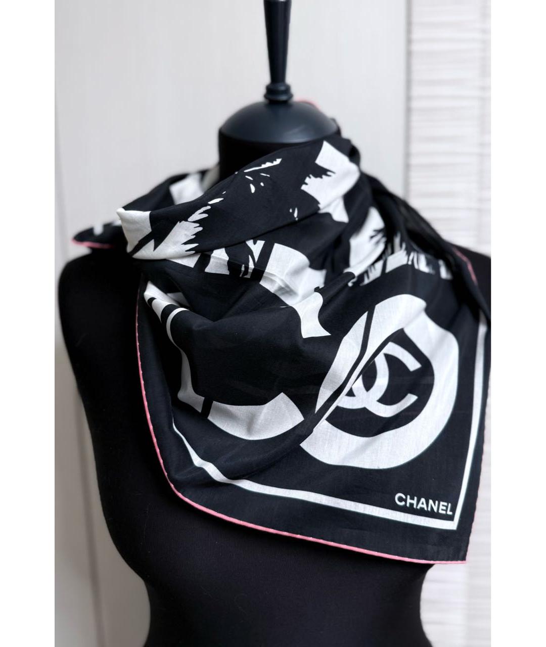 CHANEL Черный хлопковый платок, фото 3