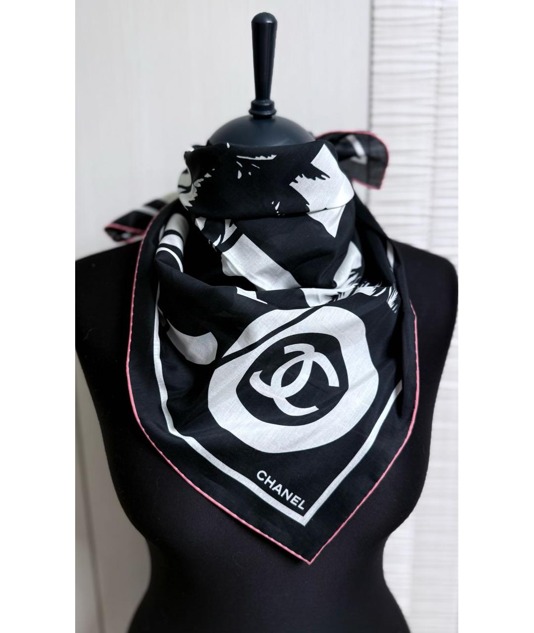 CHANEL Черный хлопковый платок, фото 2