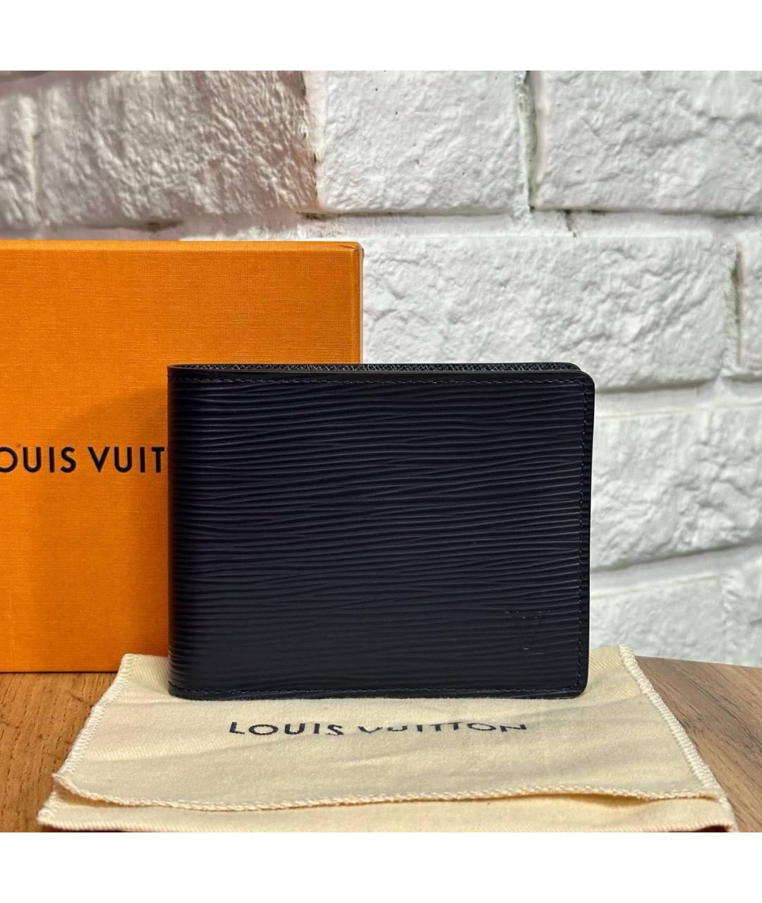 LOUIS VUITTON Темно-синий кожаный кошелек, фото 3