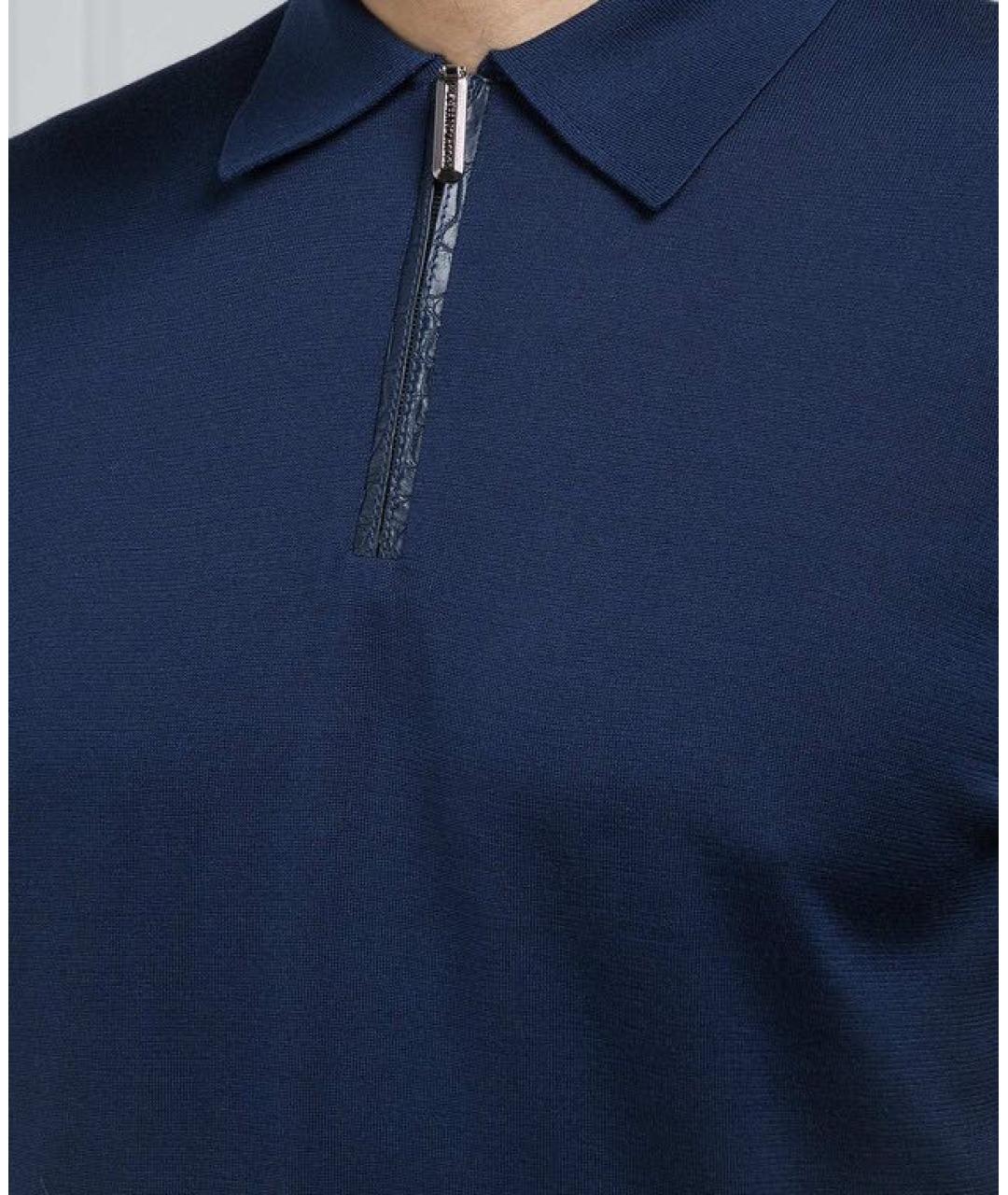STEFANO RICCI Темно-синее поло с коротким рукавом, фото 3