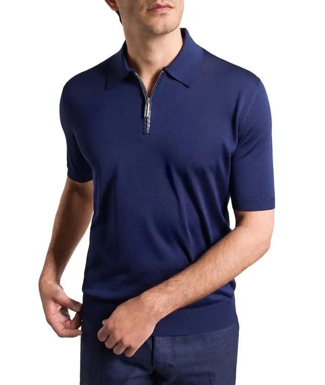 STEFANO RICCI Темно-синее поло с коротким рукавом, фото 5