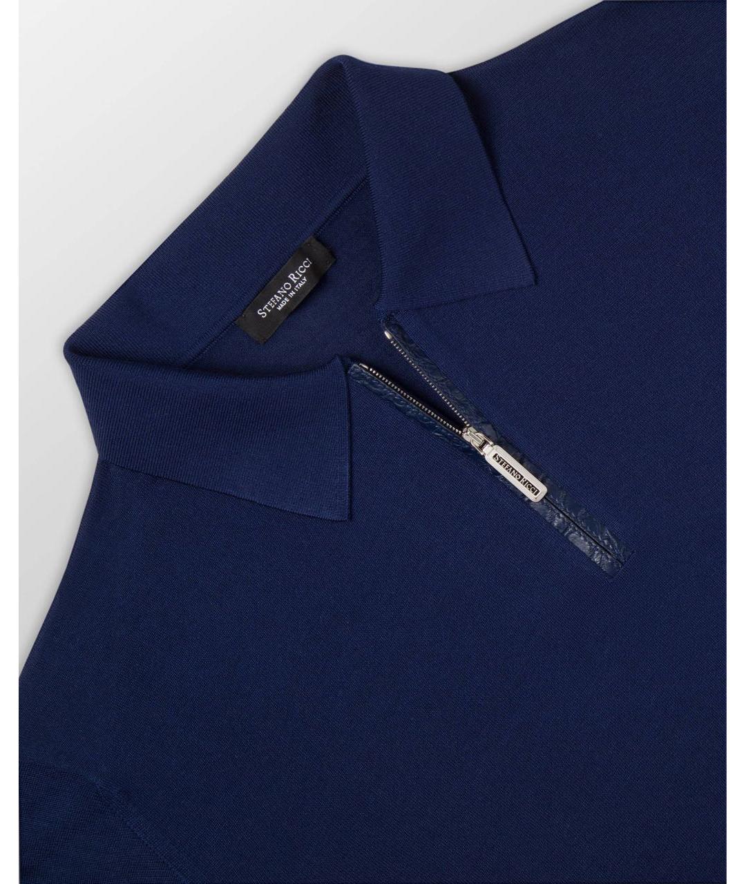 STEFANO RICCI Темно-синее поло с коротким рукавом, фото 2