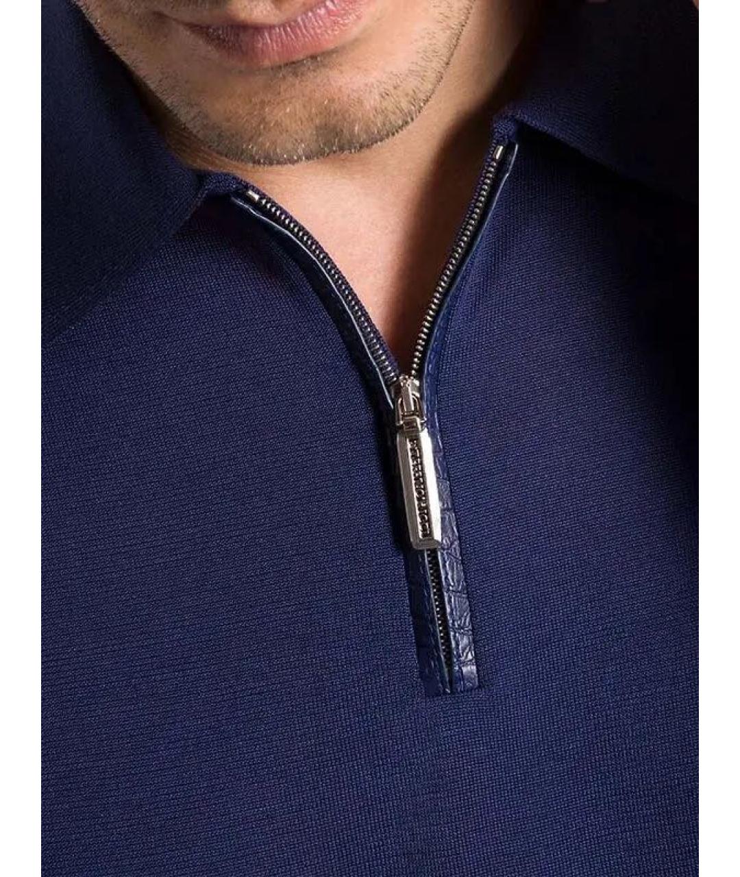 STEFANO RICCI Темно-синее поло с коротким рукавом, фото 5