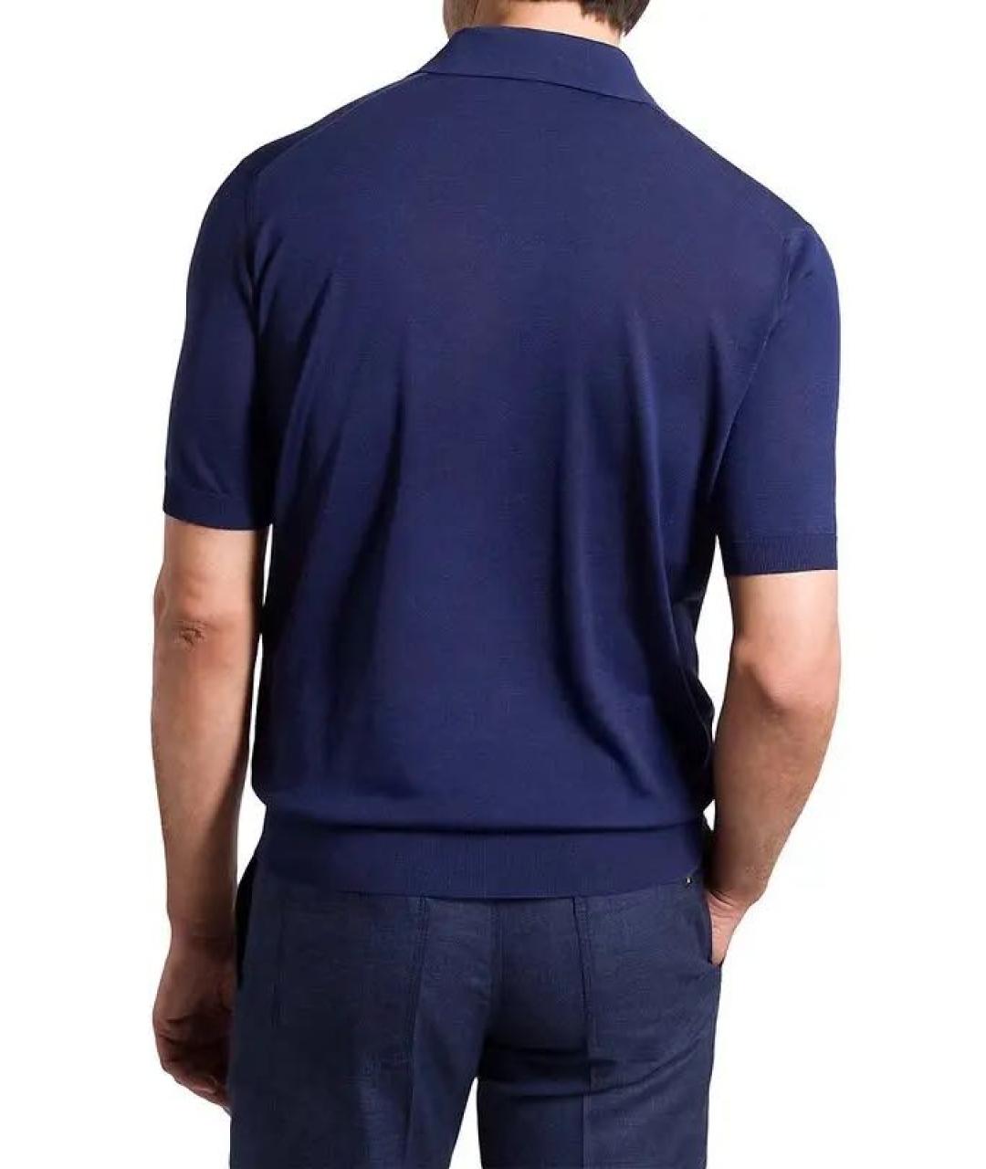 STEFANO RICCI Темно-синее поло с коротким рукавом, фото 4