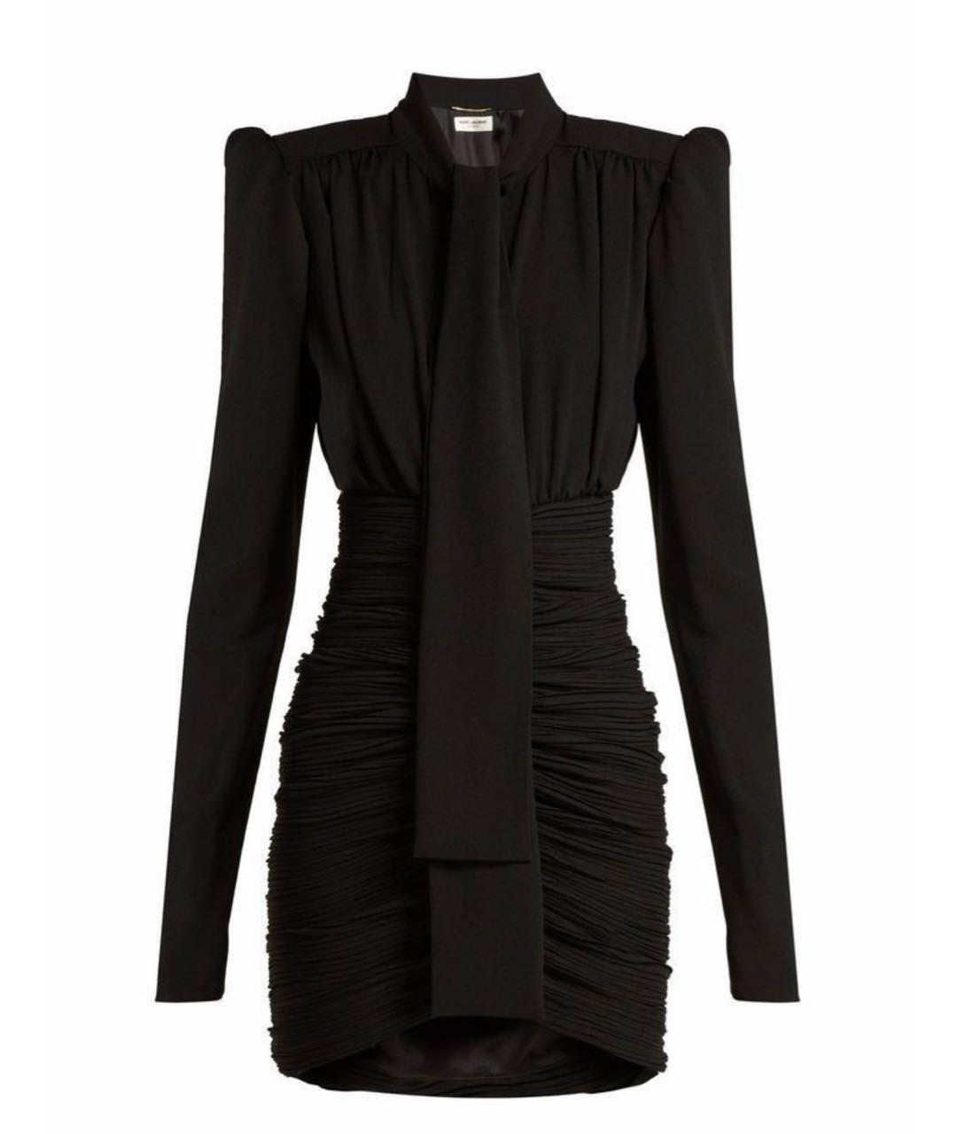 SAINT LAURENT Черное шелковое вечернее платье, фото 7