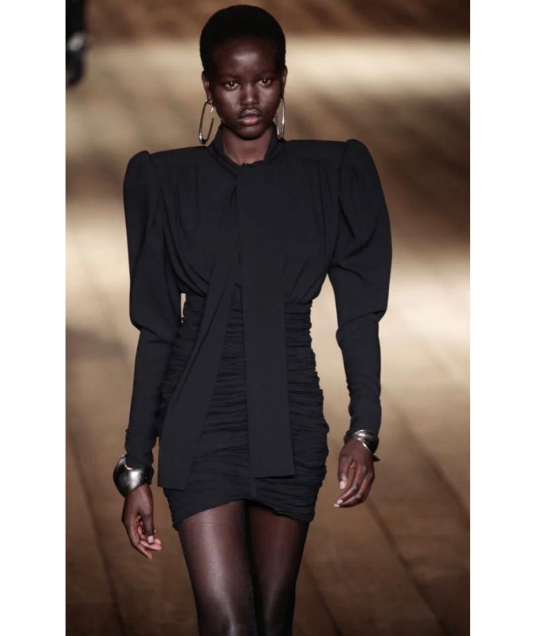 SAINT LAURENT Черное шелковое вечернее платье, фото 5