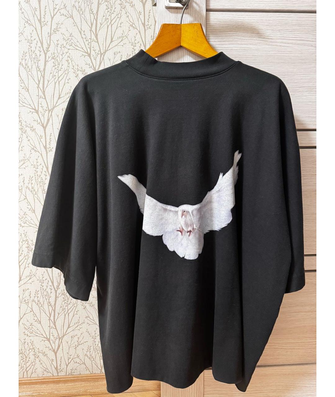 BALENCIAGA Черная хлопковая футболка, фото 2