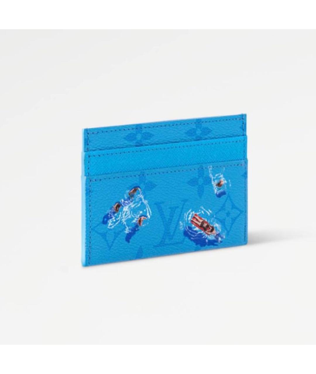 LOUIS VUITTON Синий кожаный кардхолдер, фото 2